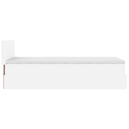 vidaXL Ottoman-Bett mit Matratzen & LEDs Reinweiß 100x200cm Kunstleder
