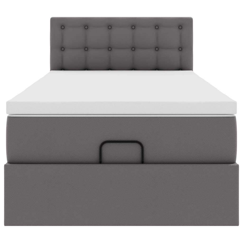 Ottoman-Bett mit Matratzen & LEDs Grau 100x200 cm Kunstleder