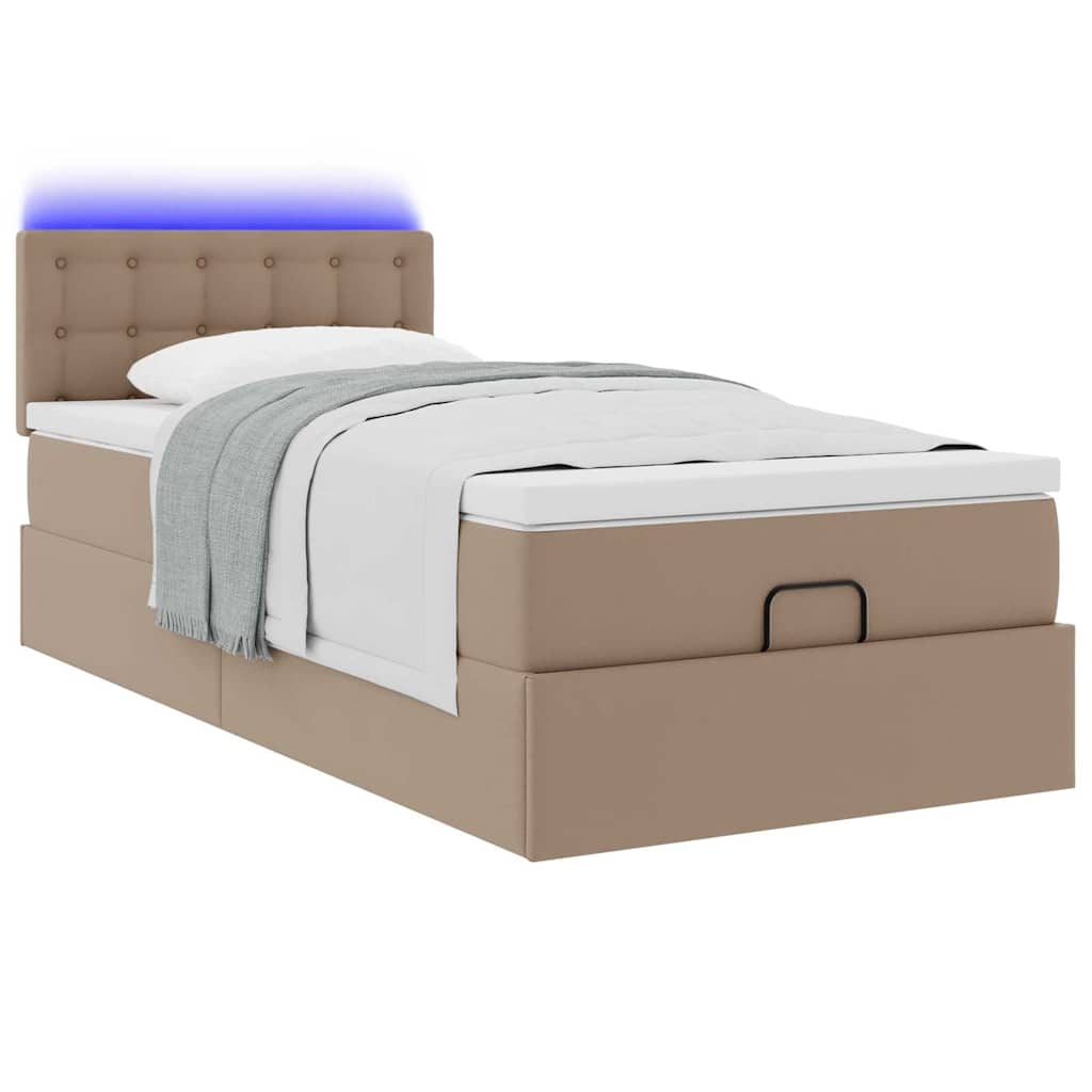 vidaXL Ottoman-Bett mit Matratzen & LEDs 100x200cm Kunstleder