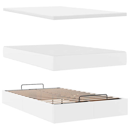 vidaXL Ottoman-Bett mit Matratzen & LEDs Reinweiß 120x190cm Kunstleder