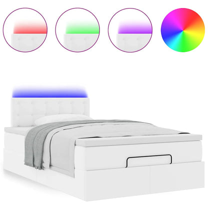vidaXL Ottoman-Bett mit Matratzen & LEDs Reinweiß 120x190cm Kunstleder