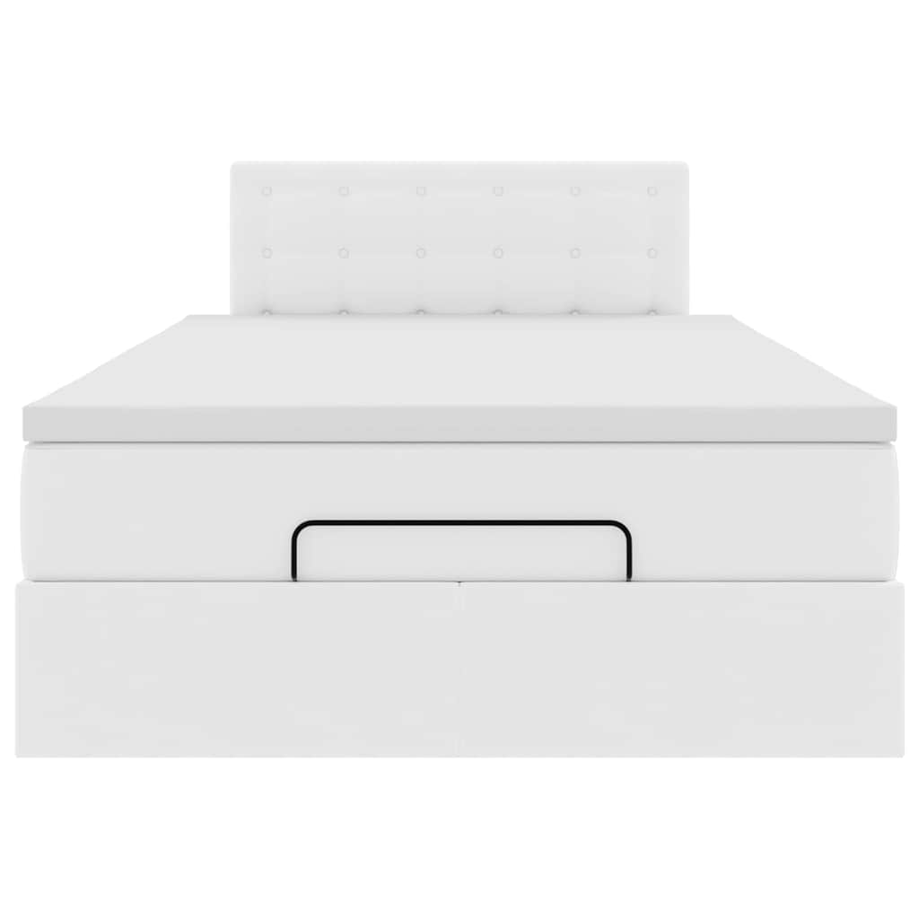 vidaXL Ottoman-Bett mit Matratzen & LEDs Reinweiß 120x190cm Kunstleder