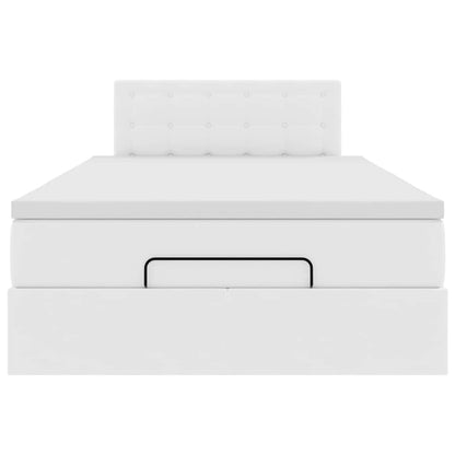 vidaXL Ottoman-Bett mit Matratzen & LEDs Reinweiß 120x190cm Kunstleder