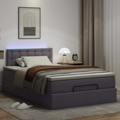 vidaXL Ottoman-Bett mit Matratzen & LEDs Grau 120x190 cm Kunstleder