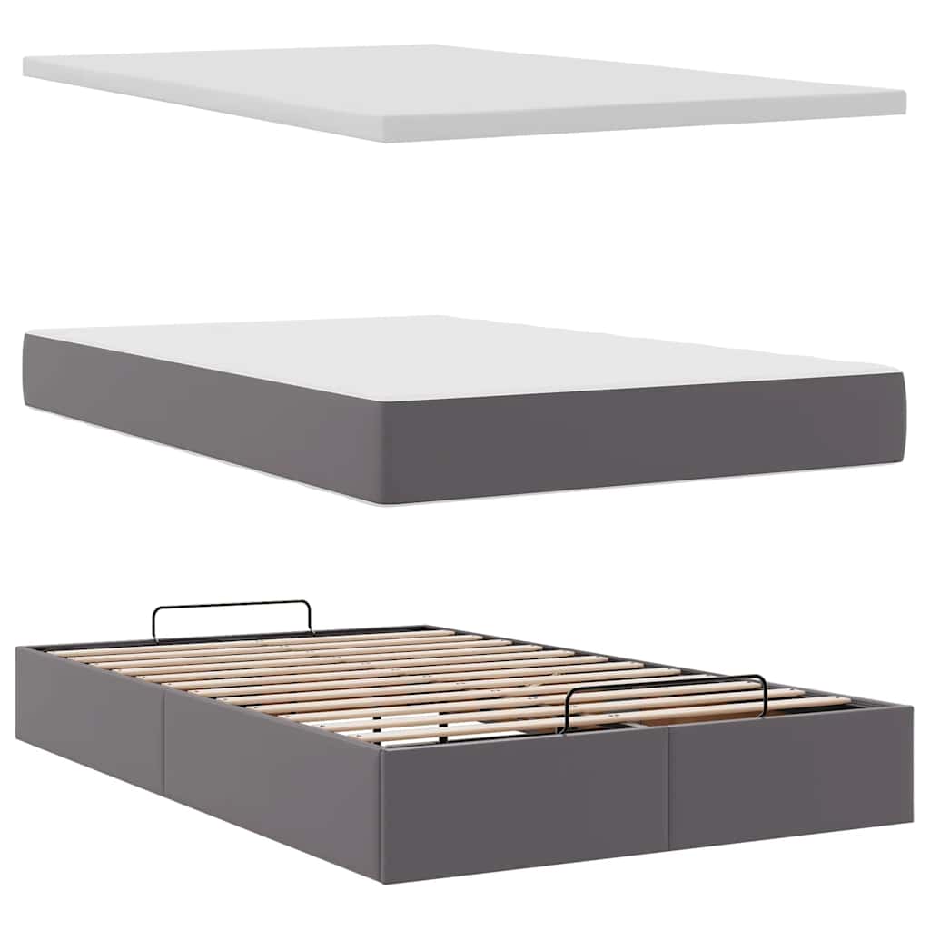 vidaXL Ottoman-Bett mit Matratzen & LEDs Grau 120x190 cm Kunstleder