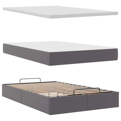 vidaXL Ottoman-Bett mit Matratzen & LEDs Grau 120x190 cm Kunstleder