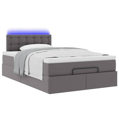 vidaXL Ottoman-Bett mit Matratzen & LEDs Grau 120x190 cm Kunstleder