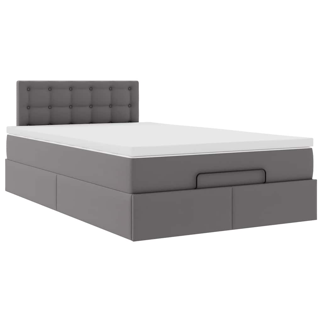 vidaXL Ottoman-Bett mit Matratzen & LEDs Grau 120x190 cm Kunstleder