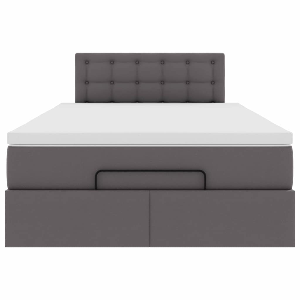 vidaXL Ottoman-Bett mit Matratzen & LEDs Grau 120x190 cm Kunstleder