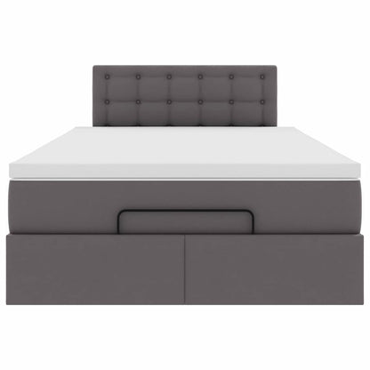 vidaXL Ottoman-Bett mit Matratzen & LEDs Grau 120x190 cm Kunstleder