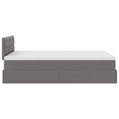 vidaXL Ottoman-Bett mit Matratzen & LEDs Grau 120x190 cm Kunstleder