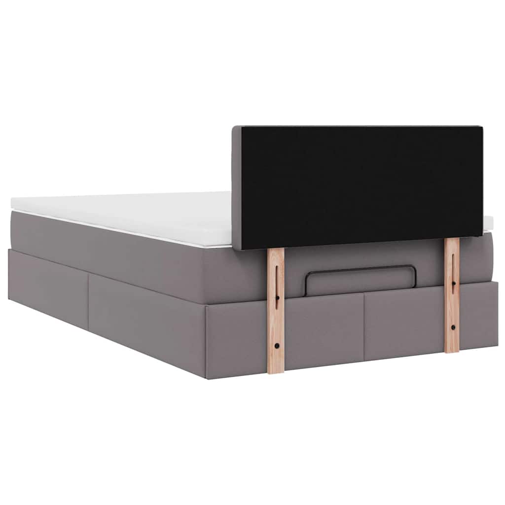 vidaXL Ottoman-Bett mit Matratzen & LEDs Grau 120x190 cm Kunstleder