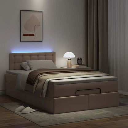 Ottoman-Bett mit Matratzen & LEDs Cappuccino-Braun 120x190cm