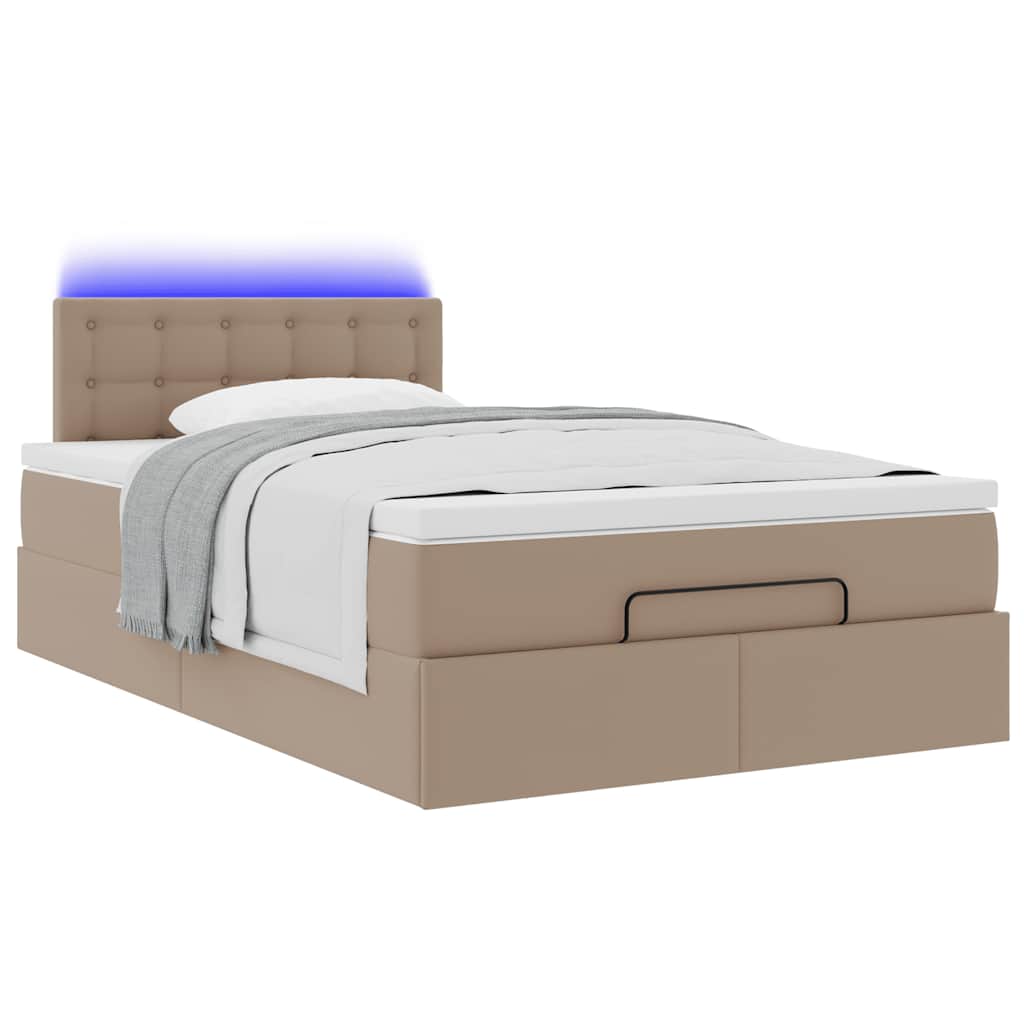 Ottoman-Bett mit Matratzen & LEDs Cappuccino-Braun 120x190cm
