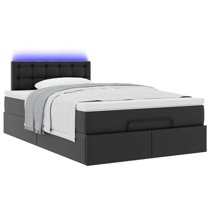vidaXL Ottoman-Bett mit Matratzen & LEDs Schwarz 120x200 cm Kunstleder