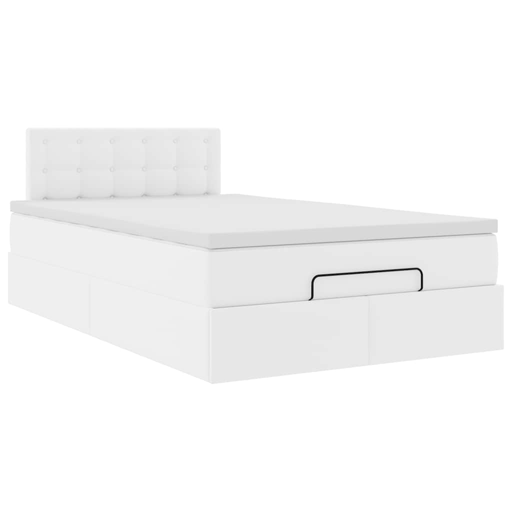 vidaXL Ottoman-Bett mit Matratzen & LEDs Reinweiß 120x200cm Kunstleder