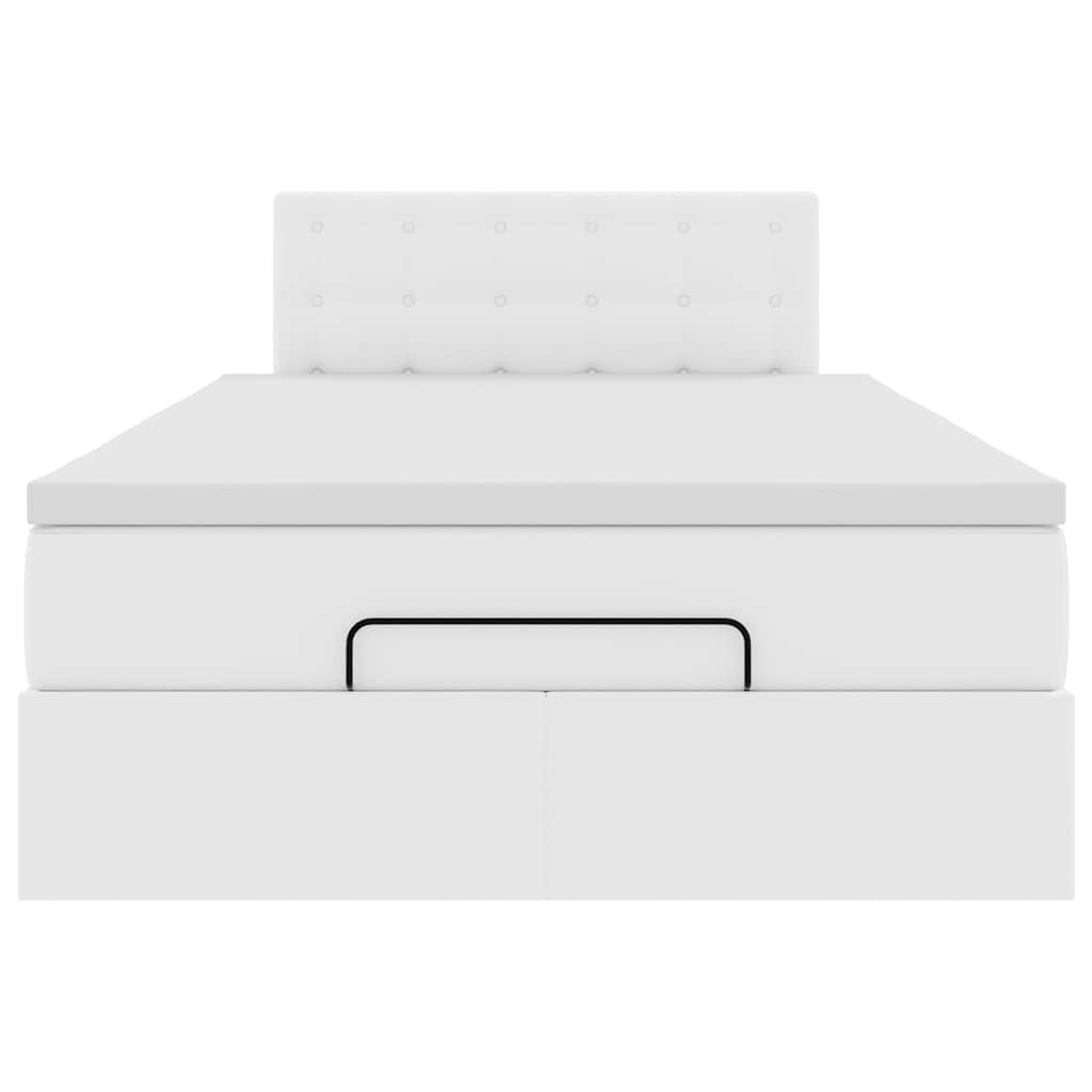 vidaXL Ottoman-Bett mit Matratzen & LEDs Reinweiß 120x200cm Kunstleder