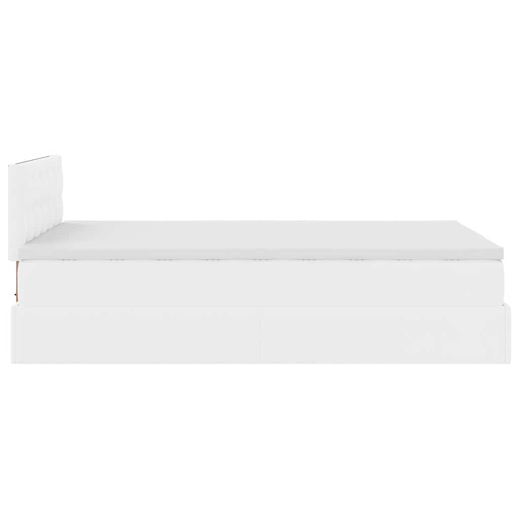 vidaXL Ottoman-Bett mit Matratzen & LEDs Reinweiß 120x200cm Kunstleder