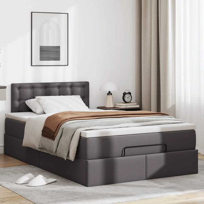 vidaXL Ottoman-Bett mit Matratzen & LEDs Grau 120x200 cm Kunstleder
