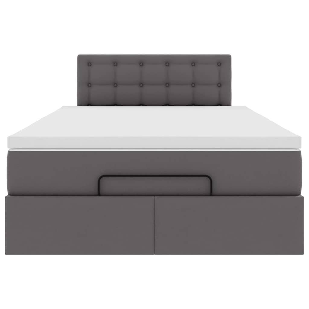 vidaXL Ottoman-Bett mit Matratzen & LEDs Grau 120x200 cm Kunstleder