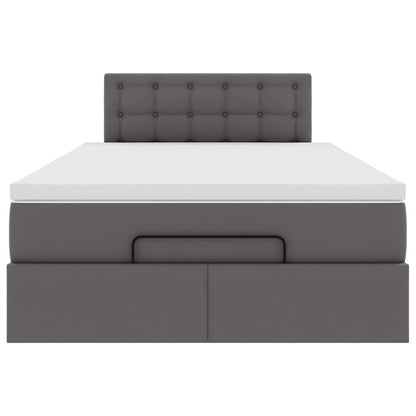 vidaXL Ottoman-Bett mit Matratzen & LEDs Grau 120x200 cm Kunstleder