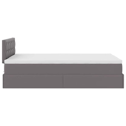 vidaXL Ottoman-Bett mit Matratzen & LEDs Grau 120x200 cm Kunstleder