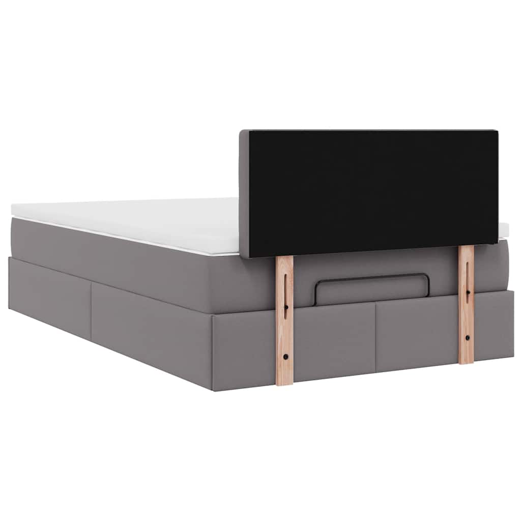 vidaXL Ottoman-Bett mit Matratzen & LEDs Grau 120x200 cm Kunstleder