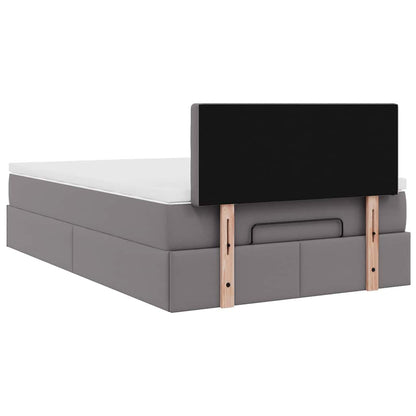 vidaXL Ottoman-Bett mit Matratzen & LEDs Grau 120x200 cm Kunstleder