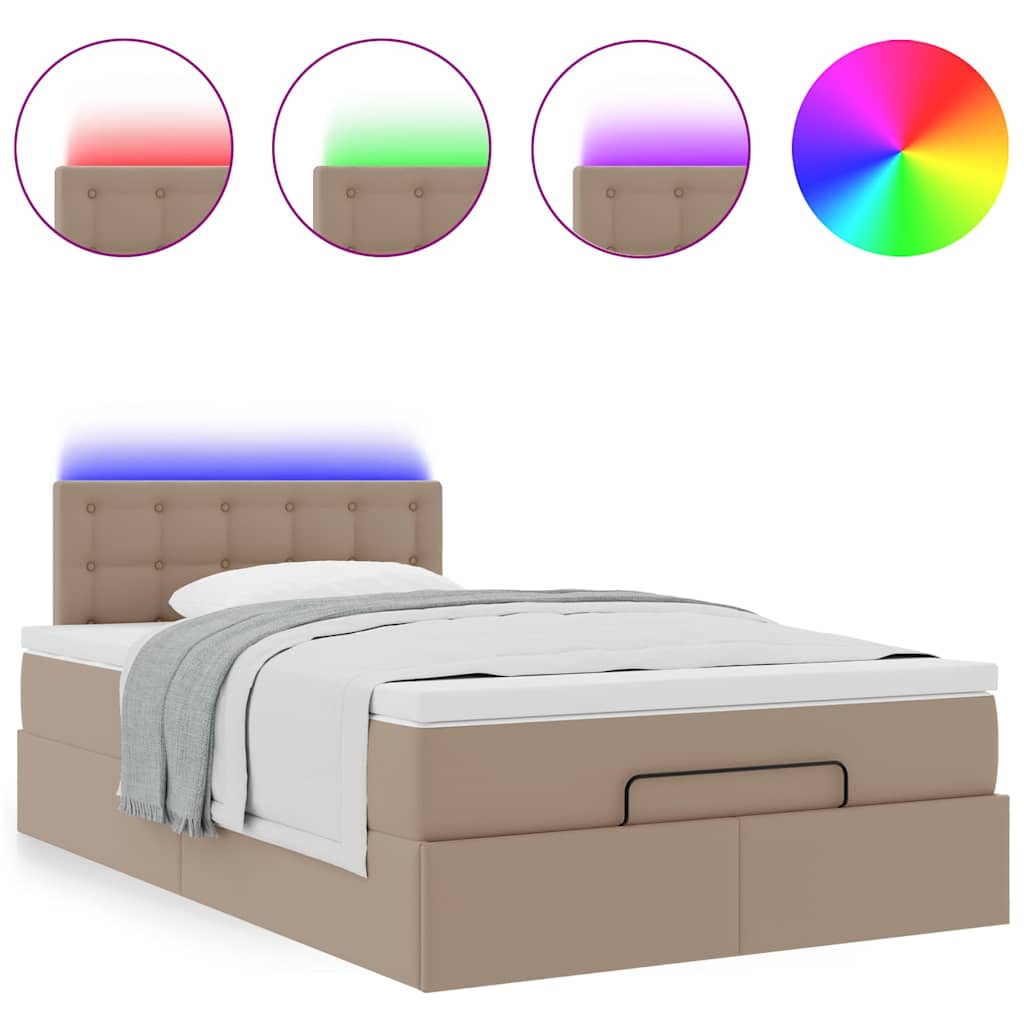 vidaXL Ottoman-Bett mit Matratzen & LEDs 120x200cm Kunstleder