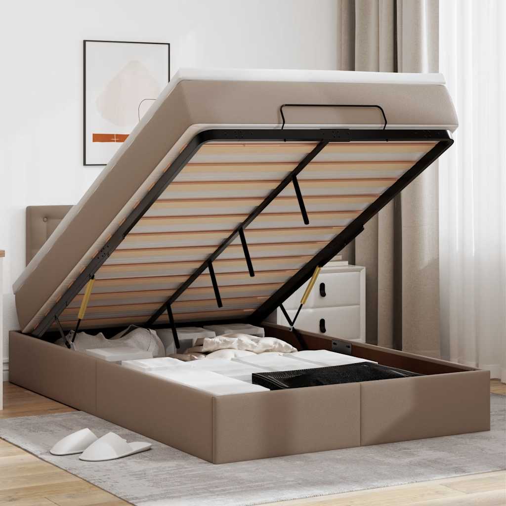 vidaXL Ottoman-Bett mit Matratzen & LEDs 120x200cm Kunstleder
