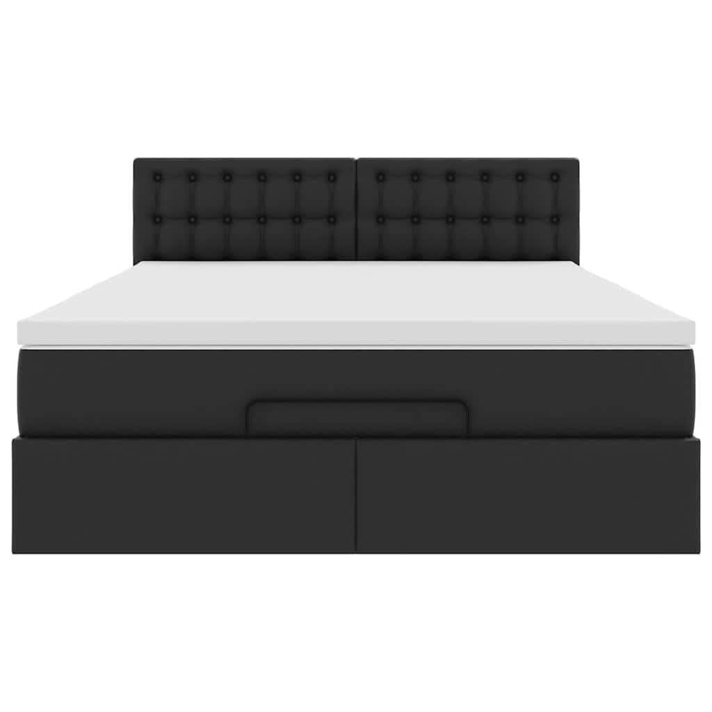 vidaXL Ottoman-Bett mit Matratzen & LEDs Schwarz 140x190 cm Kunstleder