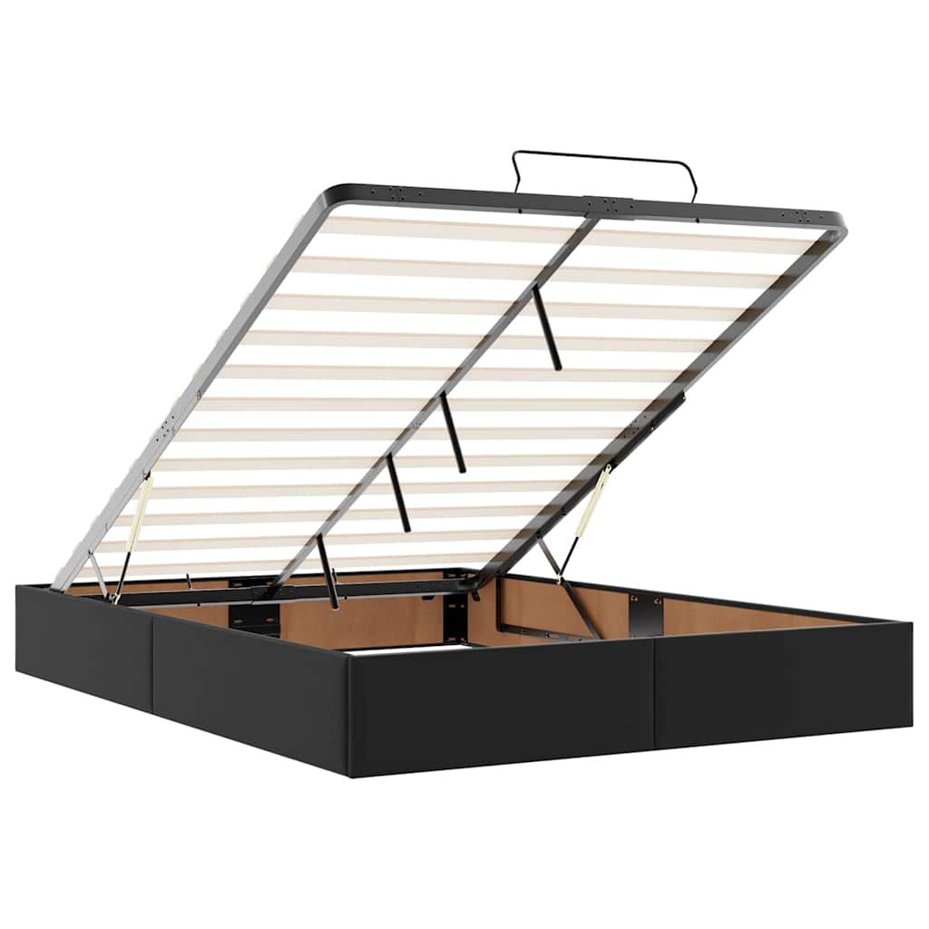 vidaXL Ottoman-Bett mit Matratzen & LEDs Schwarz 140x190 cm Kunstleder