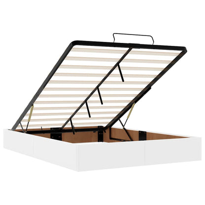 Ottoman-Bett mit Matratzen & LEDs Reinweiß 140x190cm Kunstleder