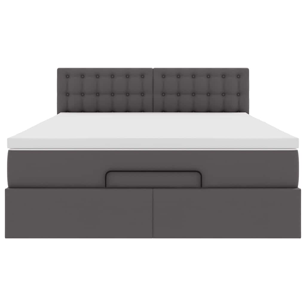 Ottoman-Bett mit Matratzen & LEDs Grau 140x190 cm Kunstleder