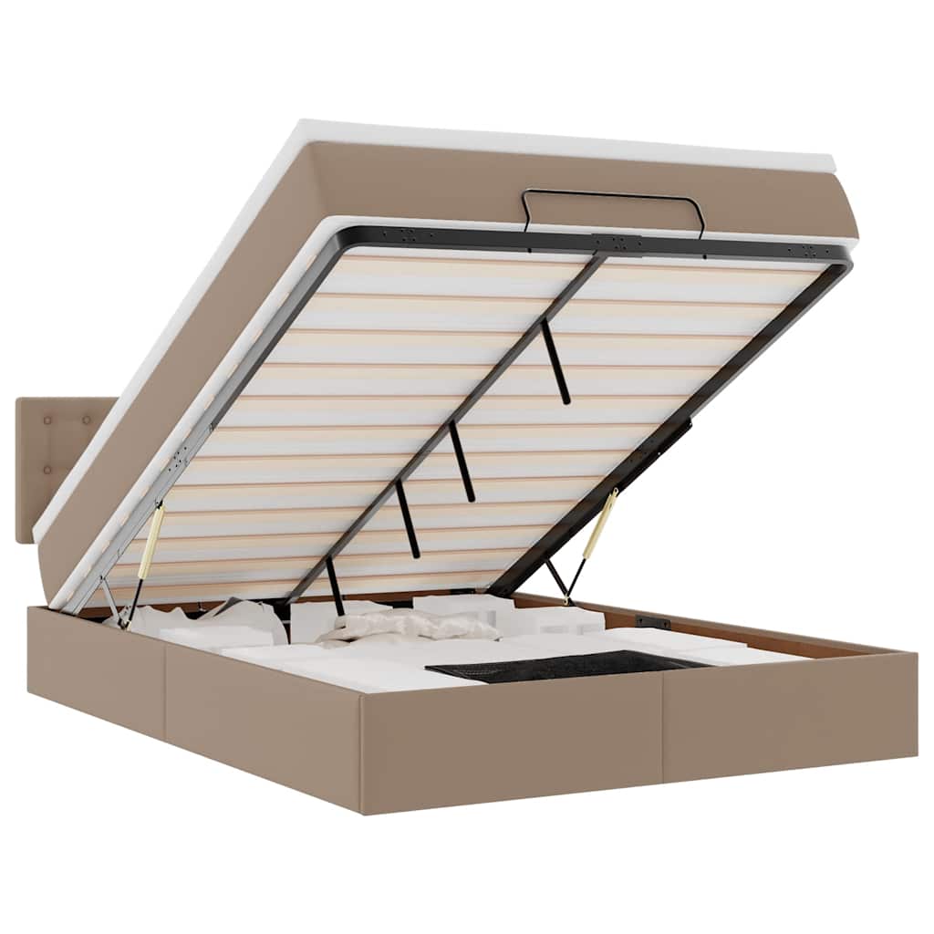 vidaXL Ottoman-Bett mit Matratzen & LEDs Cappuccino-Braun 140x190cm