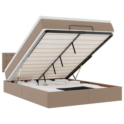 vidaXL Ottoman-Bett mit Matratzen & LEDs Cappuccino-Braun 140x190cm