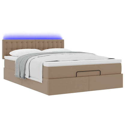 vidaXL Ottoman-Bett mit Matratzen & LEDs Cappuccino-Braun 140x190cm