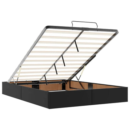 Ottoman-Bett mit Matratzen & LEDs Schwarz 140x200 cm Kunstleder