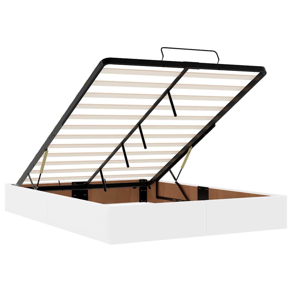 Ottoman-Bett mit Matratzen & LEDs Reinweiß 200x200cm Kunstleder