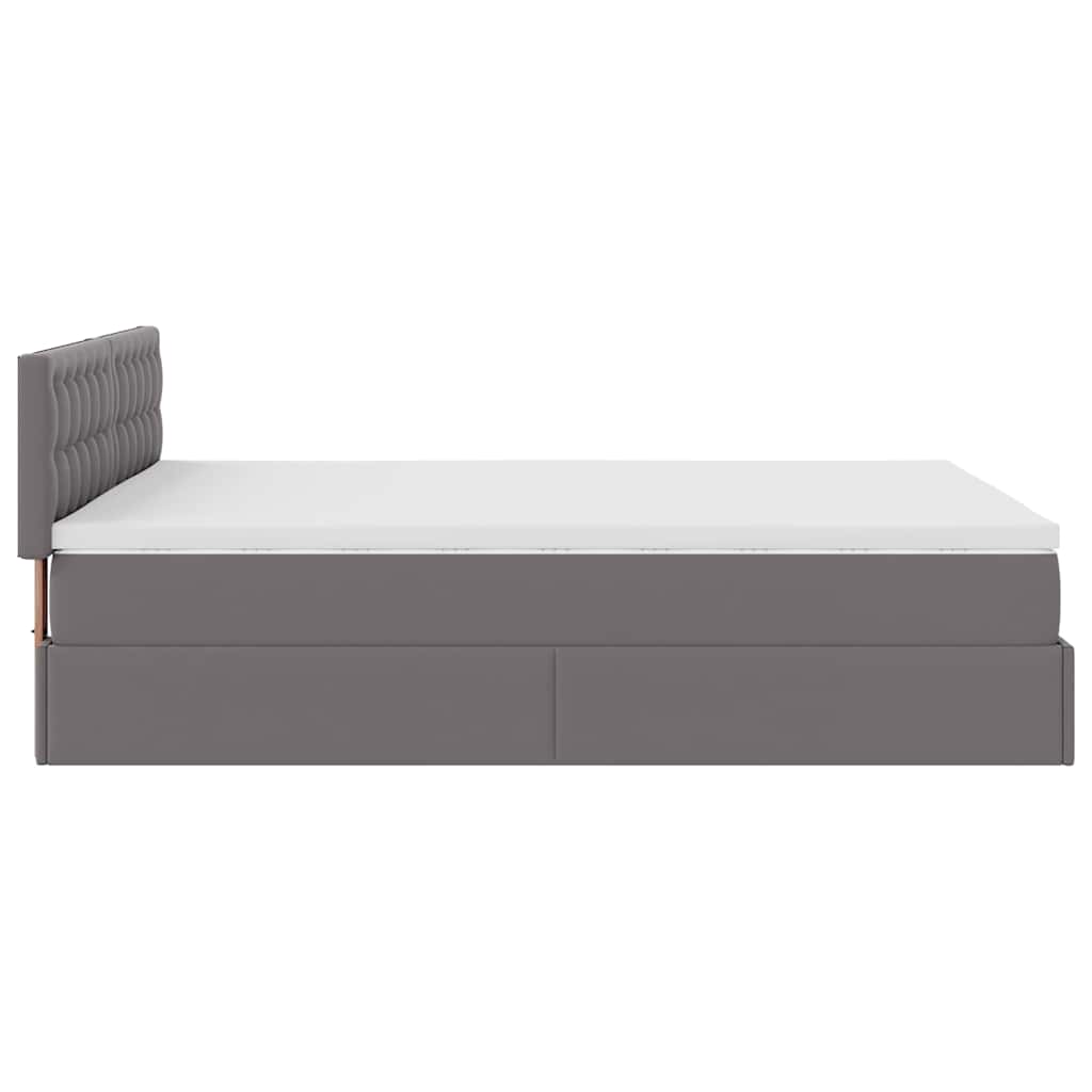 vidaXL Ottoman-Bett mit Matratzen & LEDs Grau 140x200 cm Kunstleder