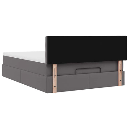 vidaXL Ottoman-Bett mit Matratzen & LEDs Grau 140x200 cm Kunstleder