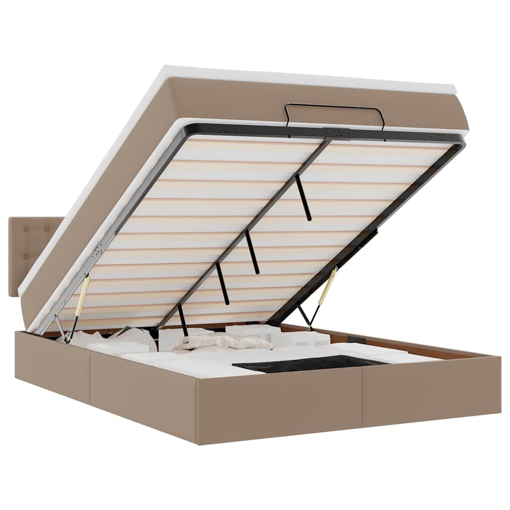 vidaXL Ottoman-Bett mit Matratzen & LEDs Cappuccino-Braun 140x200cm