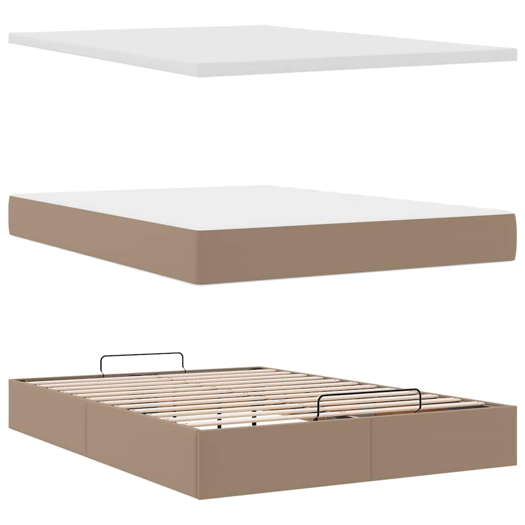 vidaXL Ottoman-Bett mit Matratzen & LEDs Cappuccino-Braun 140x200cm