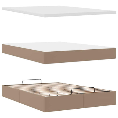 vidaXL Ottoman-Bett mit Matratzen & LEDs Cappuccino-Braun 140x200cm