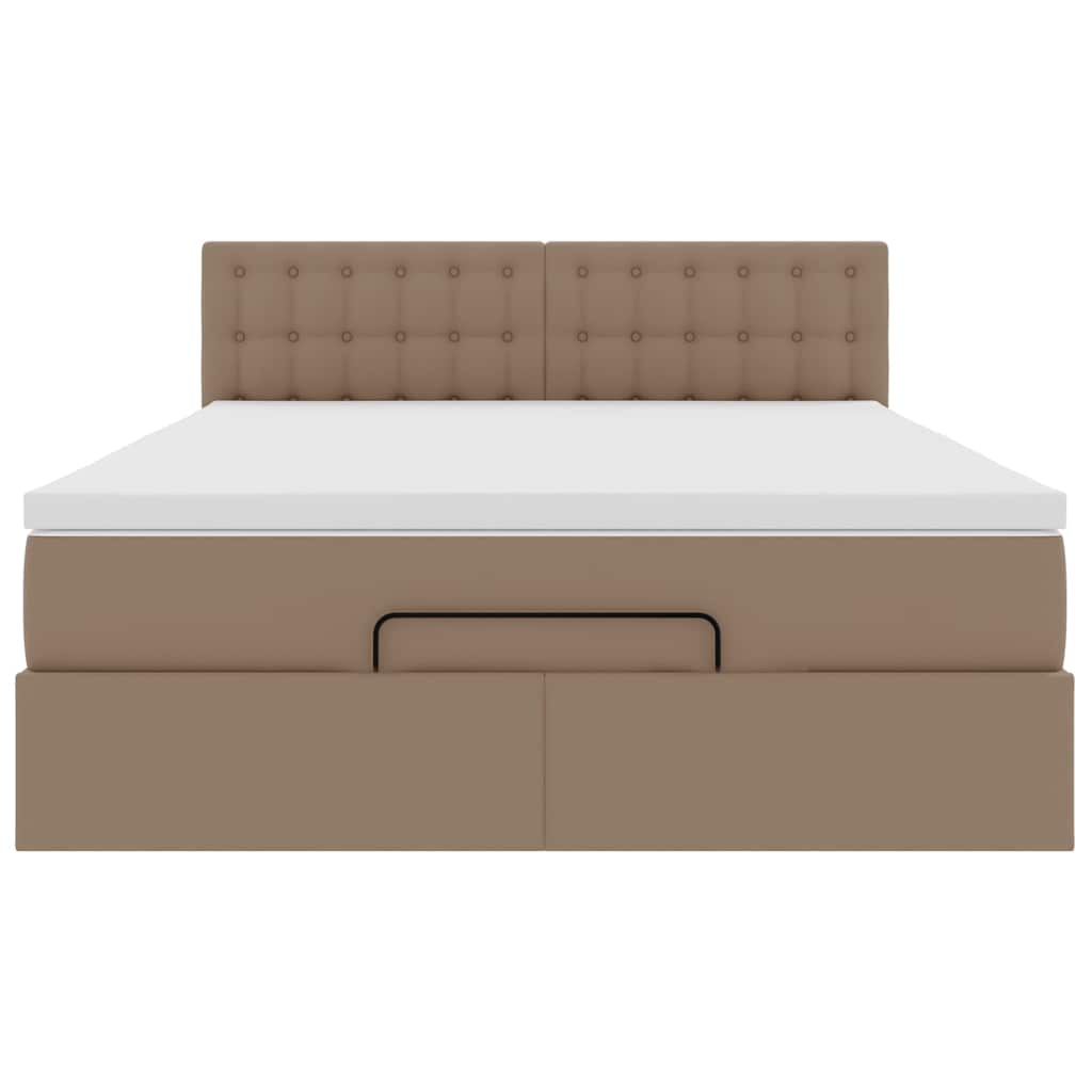 vidaXL Ottoman-Bett mit Matratzen & LEDs Cappuccino-Braun 140x200cm
