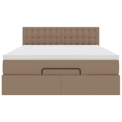 vidaXL Ottoman-Bett mit Matratzen & LEDs Cappuccino-Braun 140x200cm