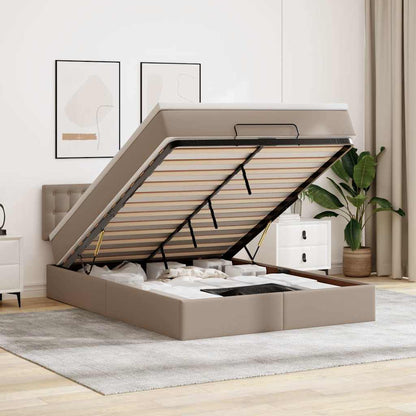 vidaXL Ottoman-Bett mit Matratzen & LEDs Cappuccino-Braun 140x200cm
