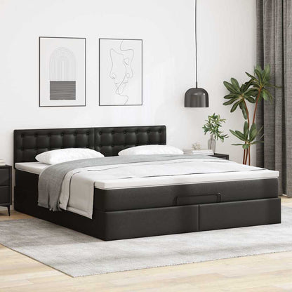 vidaXL Ottoman-Bett mit Matratzen & LEDs Schwarz 160x200 cm Kunstleder