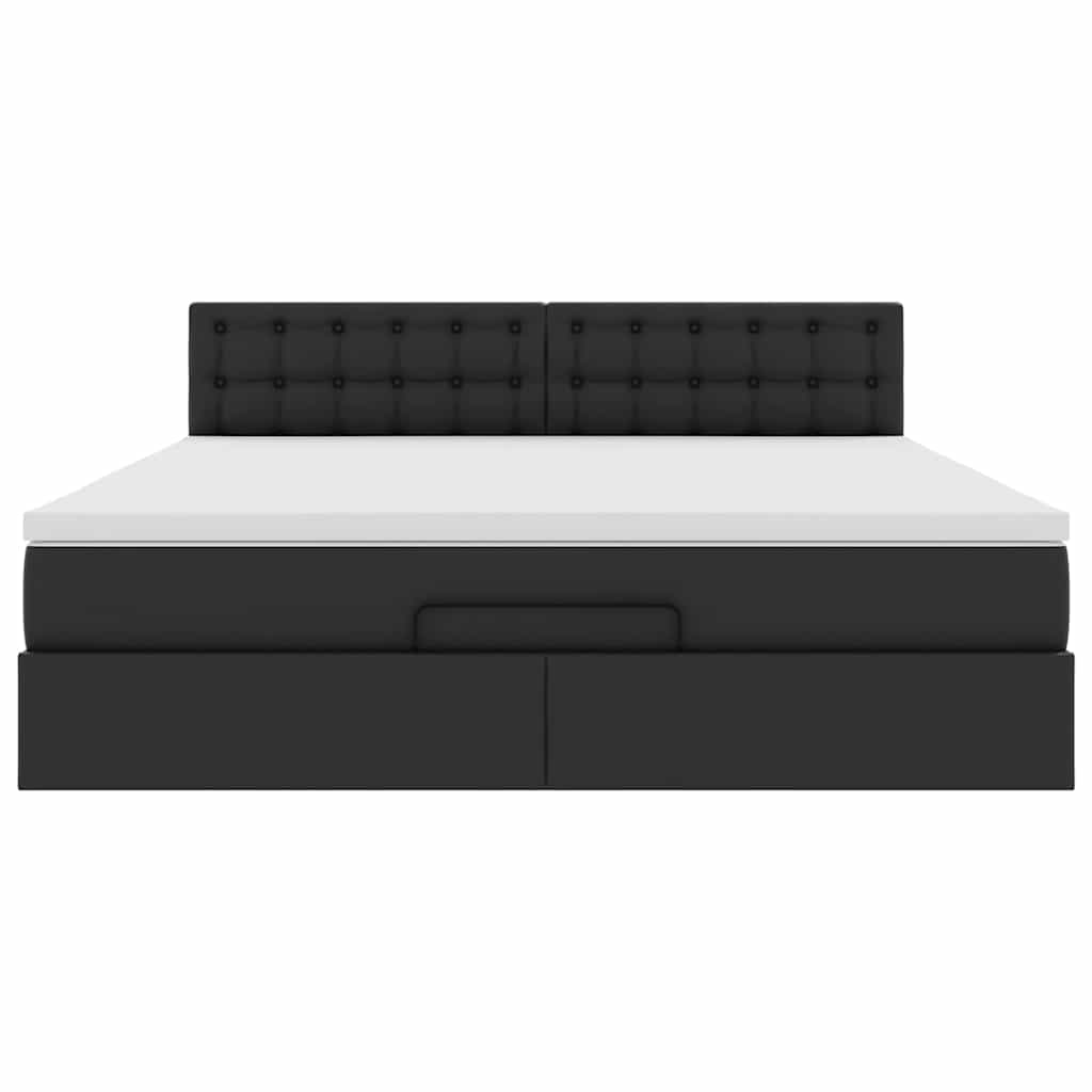 vidaXL Ottoman-Bett mit Matratzen & LEDs Schwarz 160x200 cm Kunstleder