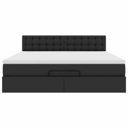 vidaXL Ottoman-Bett mit Matratzen & LEDs Schwarz 160x200 cm Kunstleder